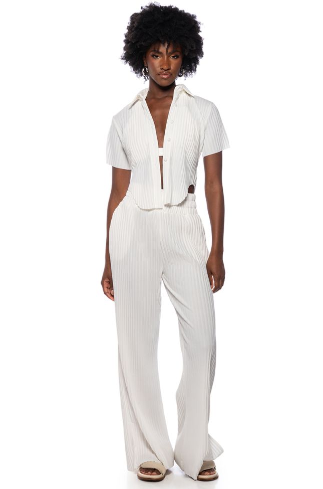 Side View Lucy High Rise Wide Leg Pant In White