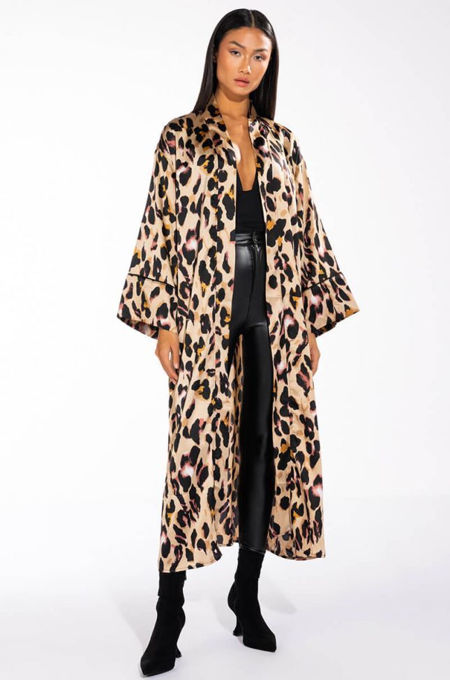 Front View Luxe Af Animal Print Duster