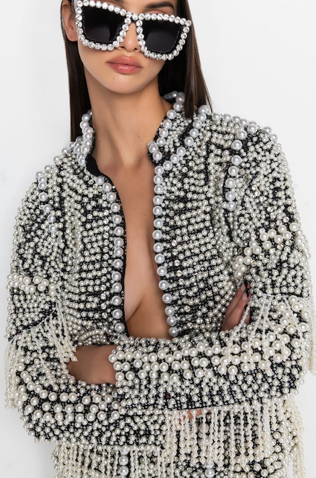 Front View Luxe All Over Pearl Alix Jacket