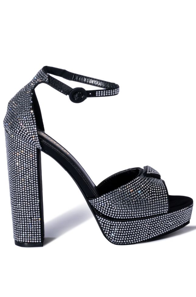 MADE FOR THIS EMBELLISHED CHUNKY HEEL SANDAL IN BLACK