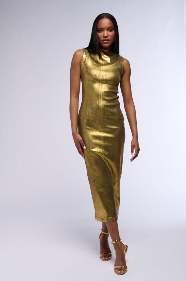 Side View Made In Metallics Maxi Dress
