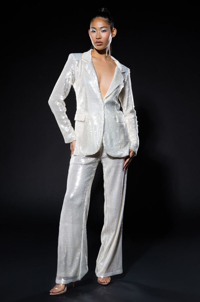 MAIN CHARACTER SEQUIN BLAZER AND SUIT PANT SET