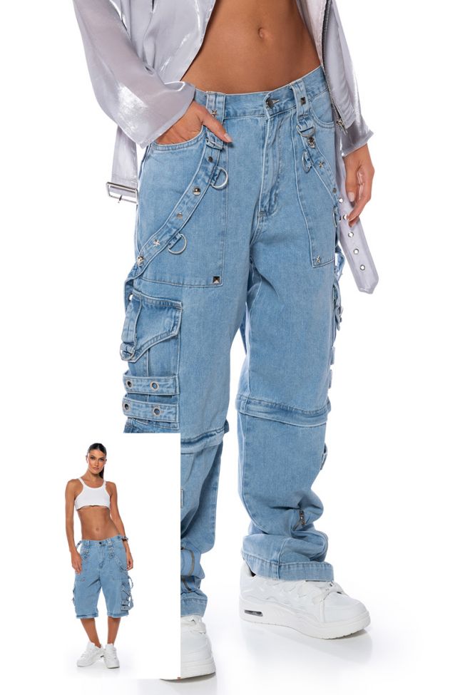 Extra View Make A Move Convertible Baggy Cargo Jeans