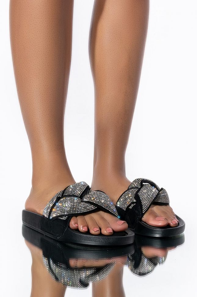 Front View Make It Easy Flat Sandal In Black