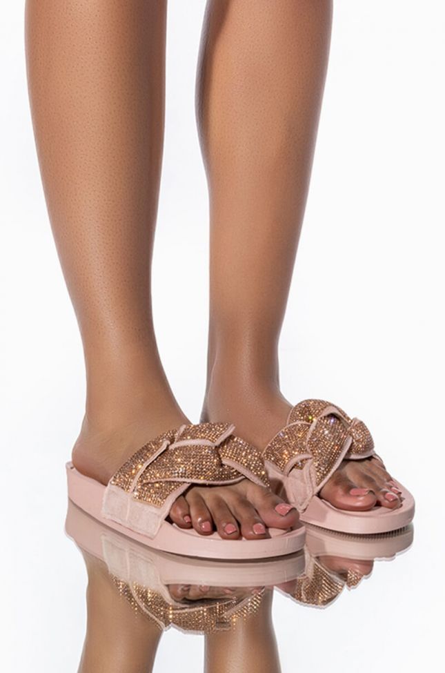 Front View Make It Easy Flat Sandal In Pink