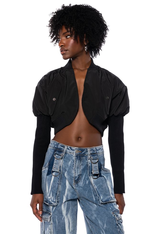 MAKE IT LOOK EASY SKINNY ARM CROPPED BOMBER
