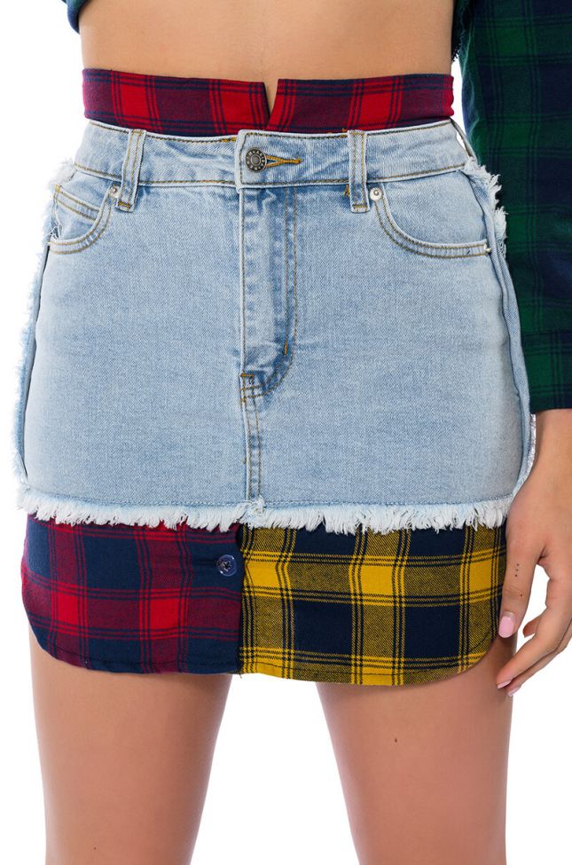 Side View Marianna Plaid Detailed Mini Skirt