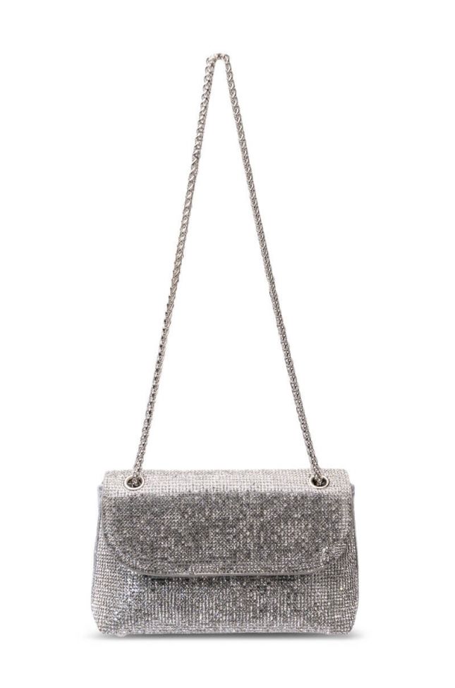 Side View Maryse Embellished Silver Clutch Bag