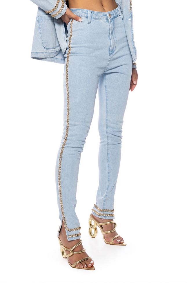 Side View Me Myself And I Chain Detail Skinny Jean