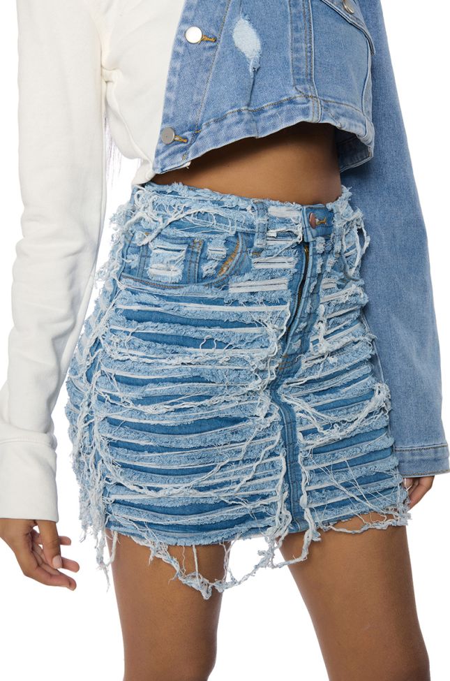 Side View Mess With Me Super Distressed Mini Skirt