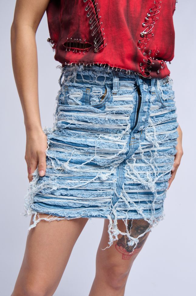 Full View Mess With Me Super Distressed Mini Skirt