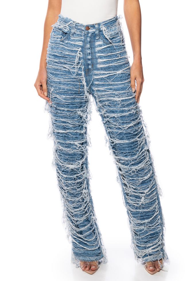 Front View Mess With Me Super Distressed Relaxed Fit Jeans