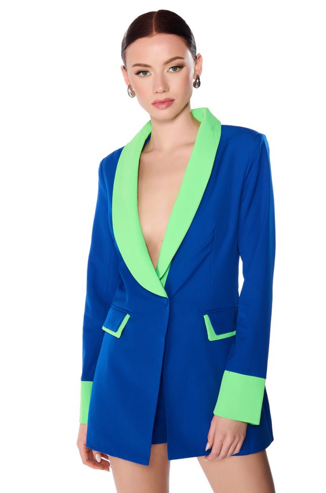 Front View Midnight In Paris Fitted Blazer In Blue