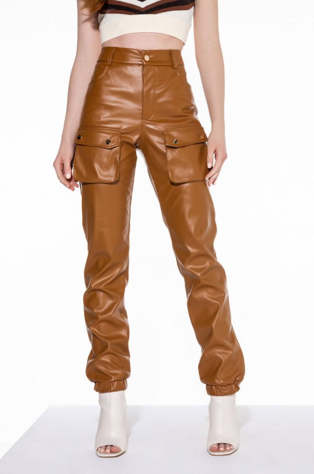 Front View Mila Faux Leather Jogger