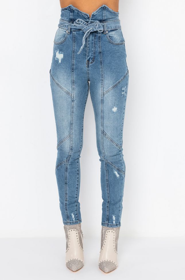 Extra View Mila High Rise Belted Skinny Jeans