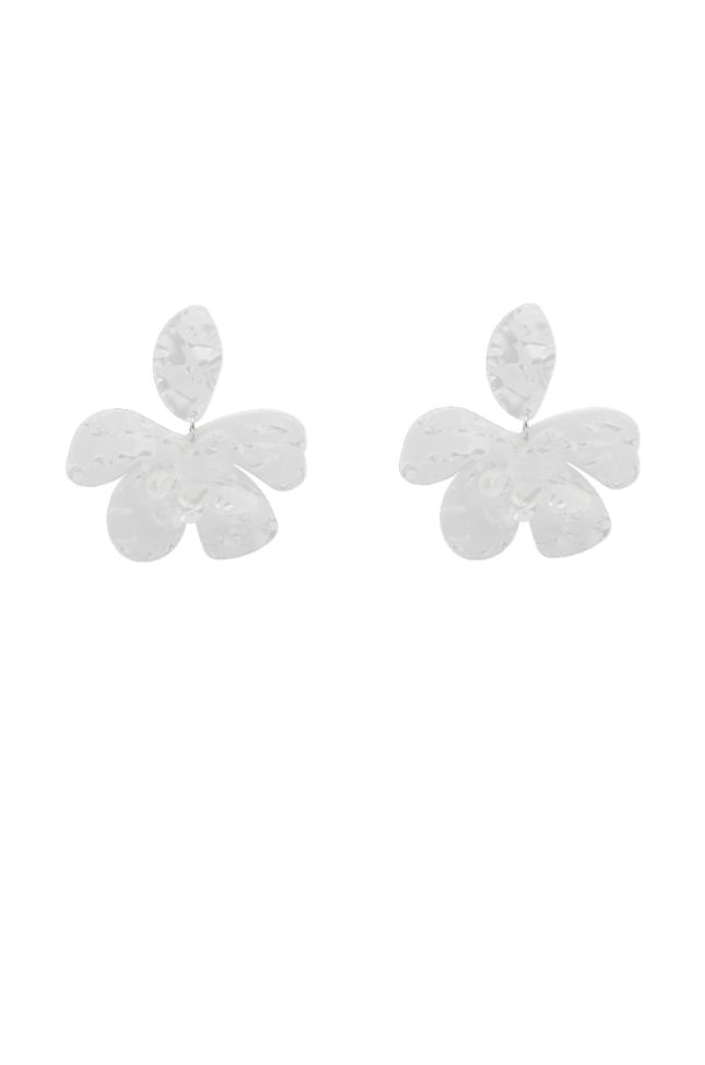 Front View Mimi Flower Earring In White