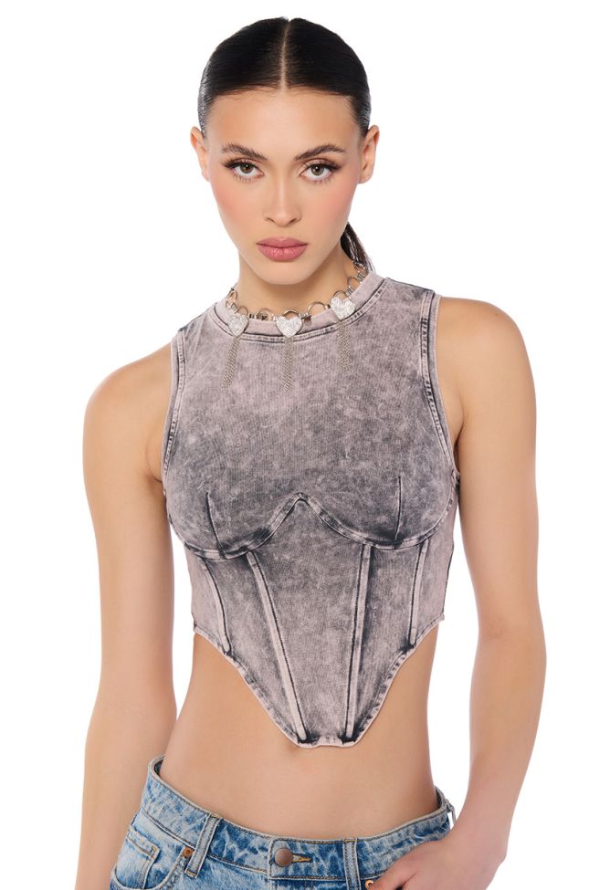 Front View Mineral Wash Corset Detail Tank