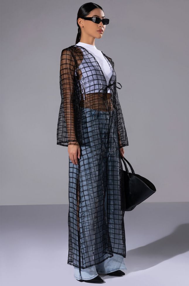 MISS MYSTERIOUS MESH GRID DUSTER