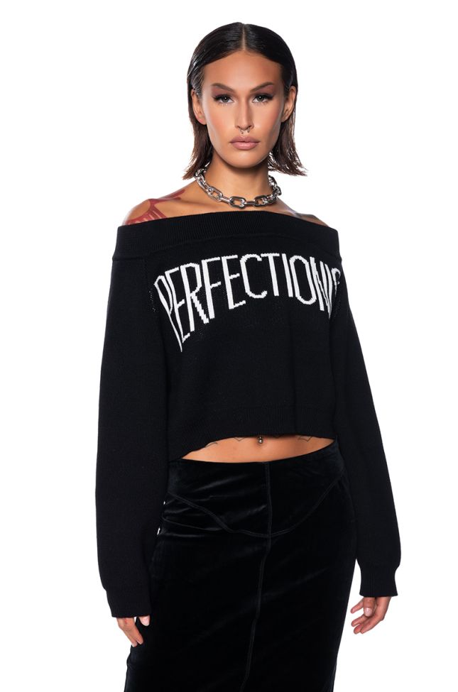 Front View Miss Perfection Off The Shoulder Sweater
