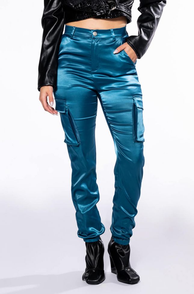 MISSION IMPOSSIBLE SATIN CARGO JOGGER PANTS