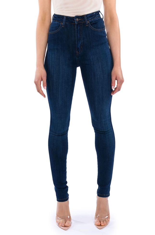 Front View Model Call High Rise Stretchy Skinny Jeans