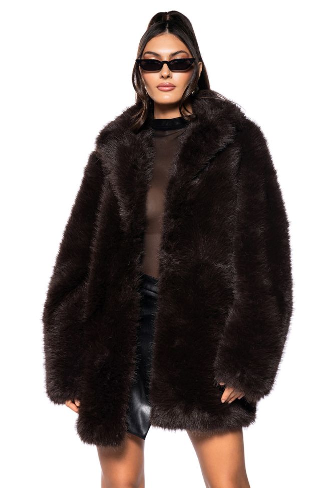 Front View Molly Faux Fur Evening Coat