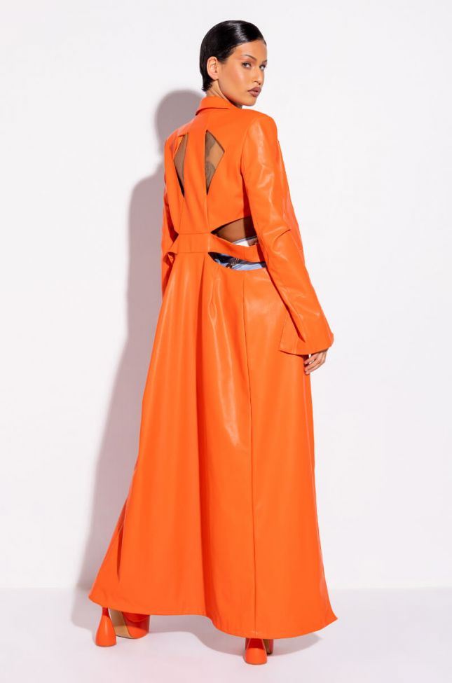 Detail View More Life Orange Cut Out Pleather Trench