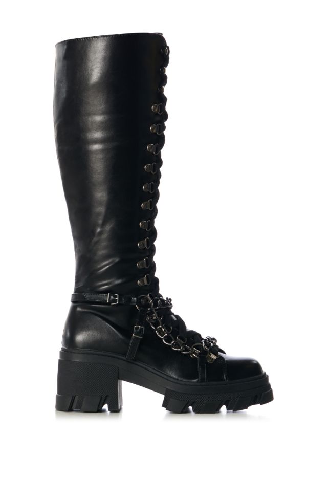 Side View Morgan Black Lace Up Boot