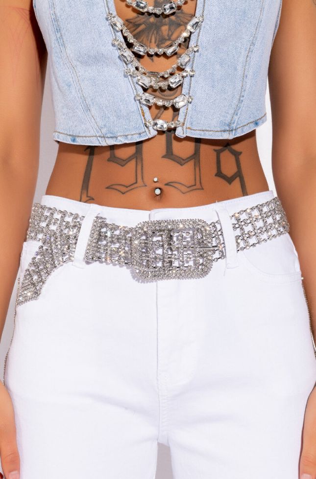 Front View Moth To A Flame Rhinestone Belt