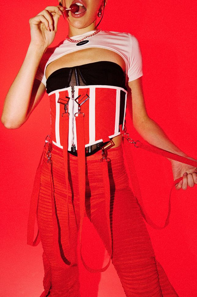 Detail View Moto Babe Harness Belt In Red