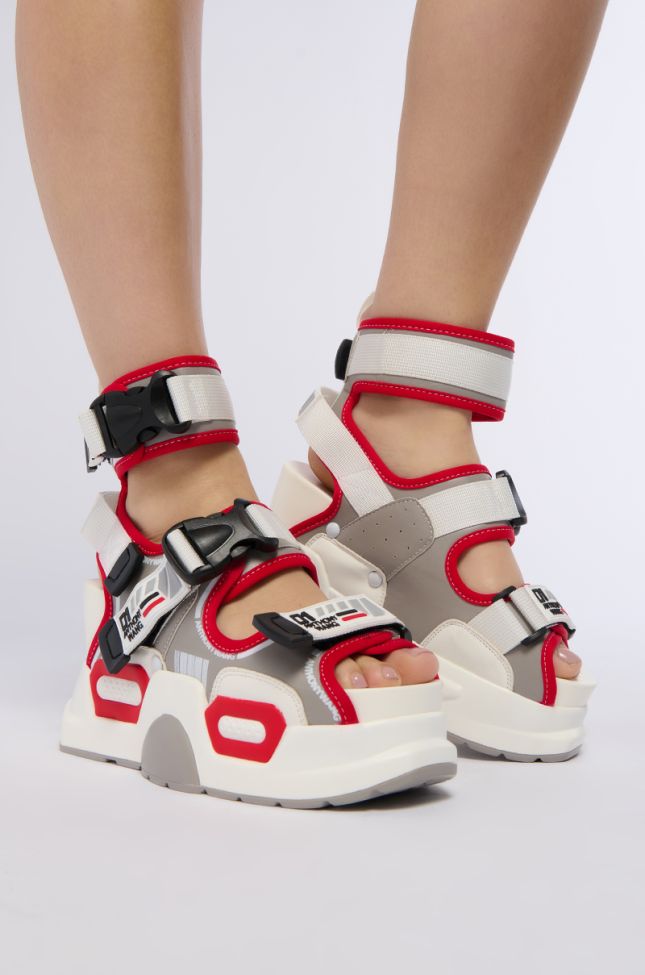 Front View Mulberry Red Platform Sandal