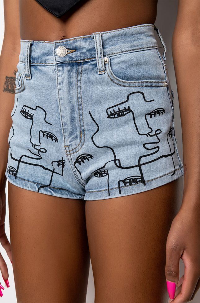 Extra View Multiple Faces Denim Booty Short