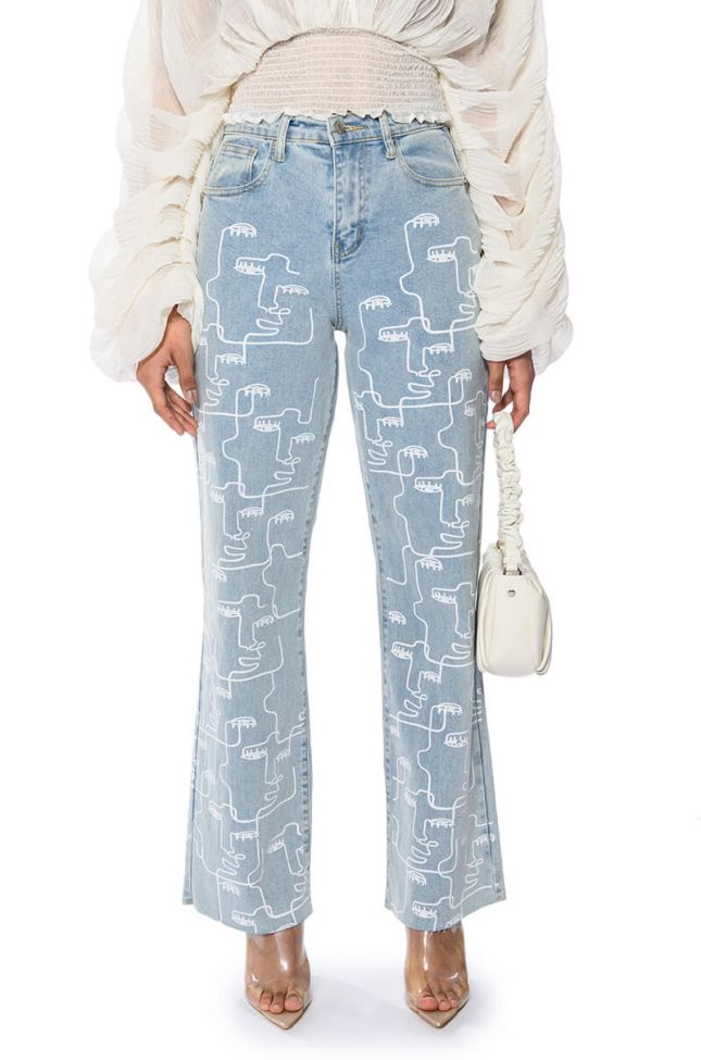 MULTIPLE FACES HIGH WAISTED STRAIGHT JEANS