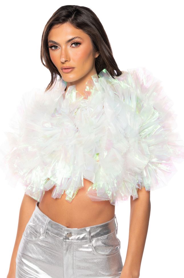 Front View Must Be Dreaming Ruffle Crop Blouse In Multi