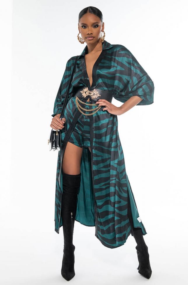 Front View My Wild Side Romper With Oversized Cape