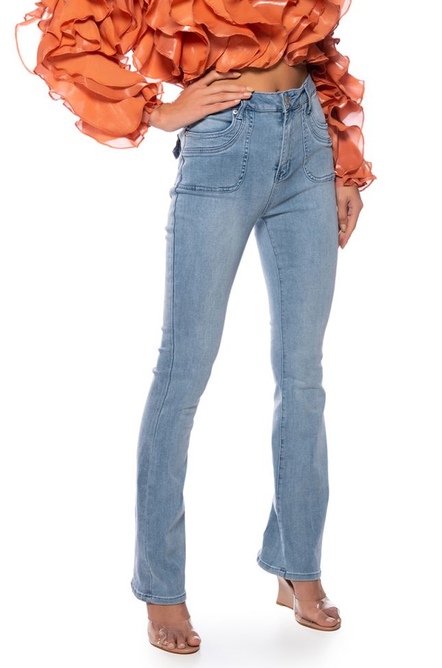 Front View Mystery In Your Mind Low Rise Flare Jeans