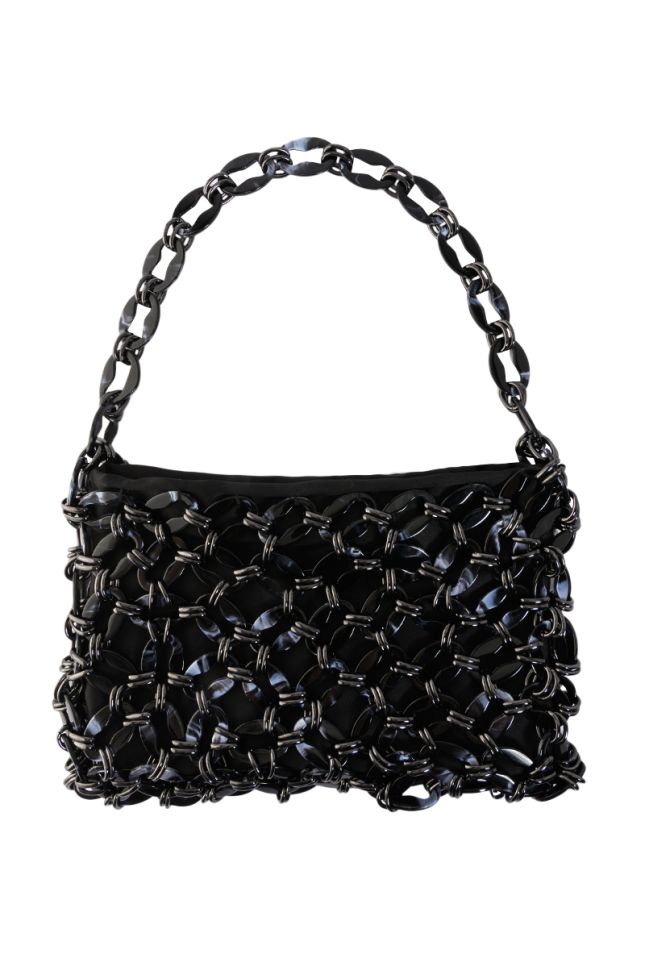 Side View Mystic Mirror Woven Bag In Black