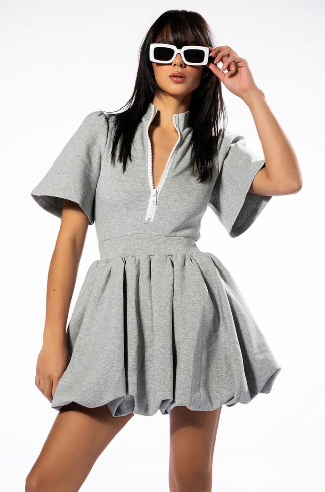 Side View Name Of The Game Short Sleeve Zippered Mini Dress