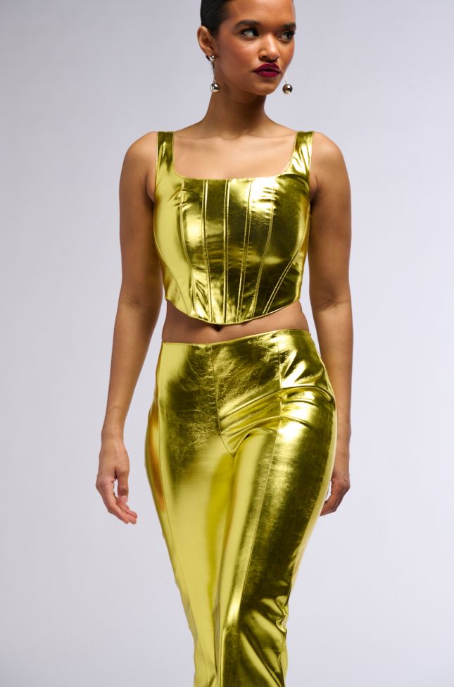 Side View Need You Tonight Metallic Faux Leather Corset