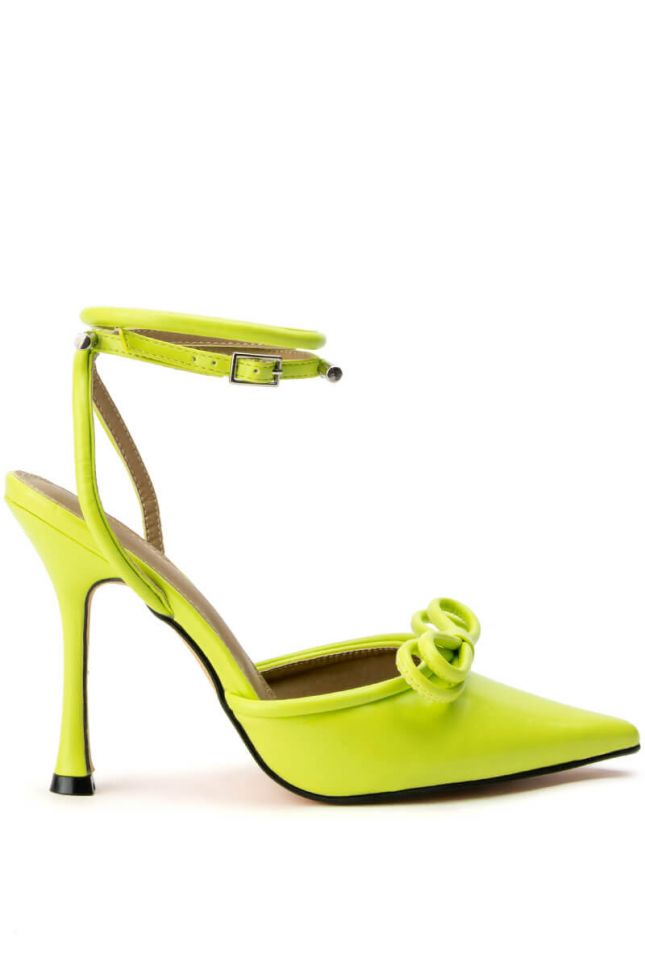 Side View Neon City Pu Bow Pump In Green