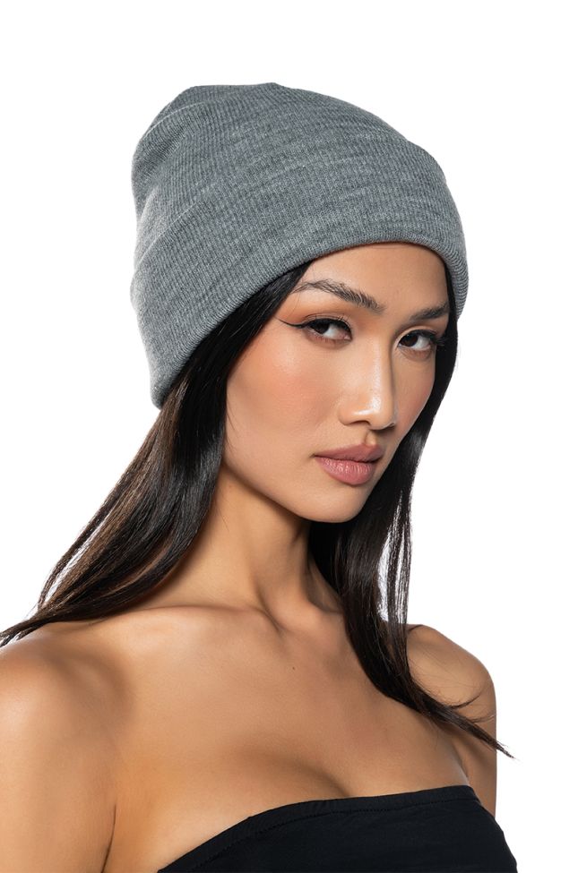 Front View Neutral Grey Classic Beanie