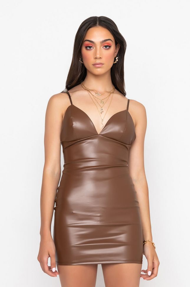 Extra View Never A Basic Bitch Mini Faux Leather Dress