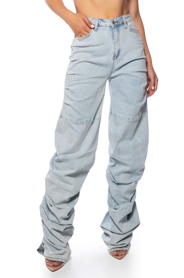 Front View Never Change Ruched Relaxed Fit Jeans