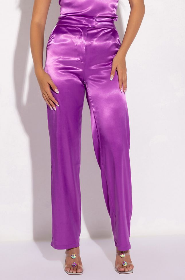 Front View New Horizons Satin Wide Leg Trousers