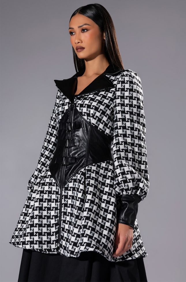 Front View New On The Block Houndstooth Mini Dress