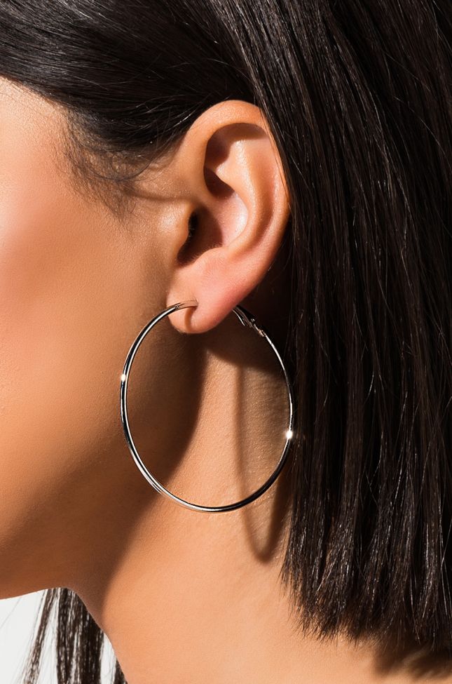 Front View Next Level Hoop Earring in Silver