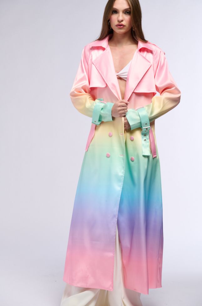Front View Nicki Ombre Satin Trench