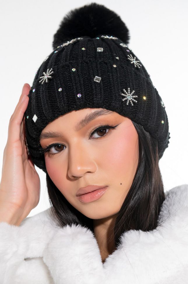 Front View Night Sky Thick Knit Hat
