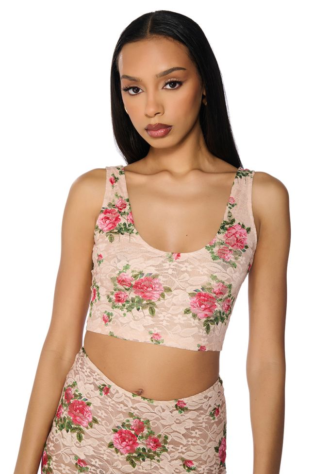 Front View Nina Floral Cropped Cami