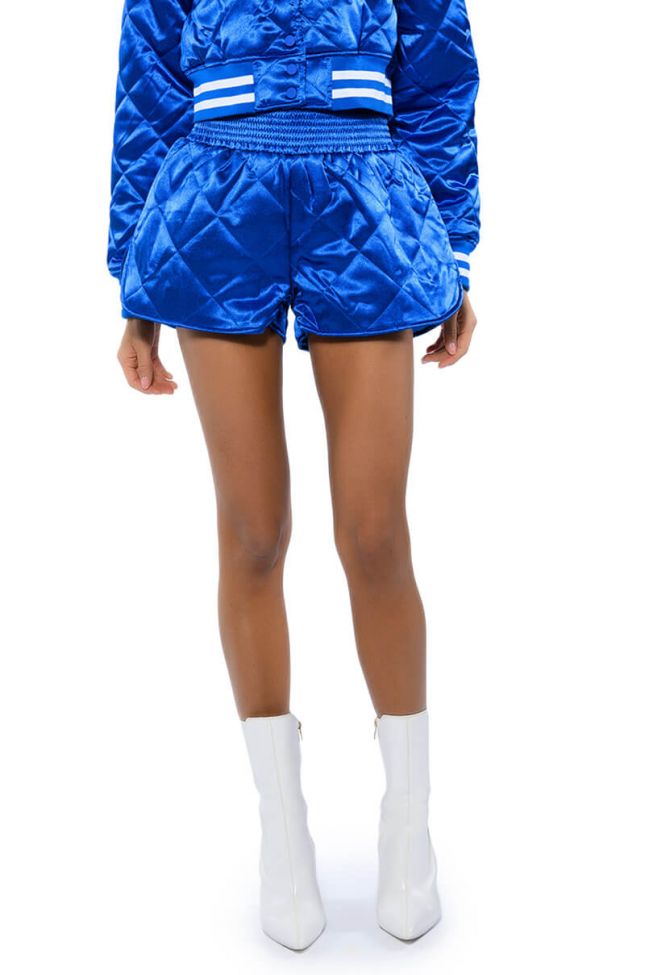 Back View No Cap Quilted Satin Dolphin Shorts